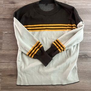 Women's Green, Brown and yellow Striped Sweater